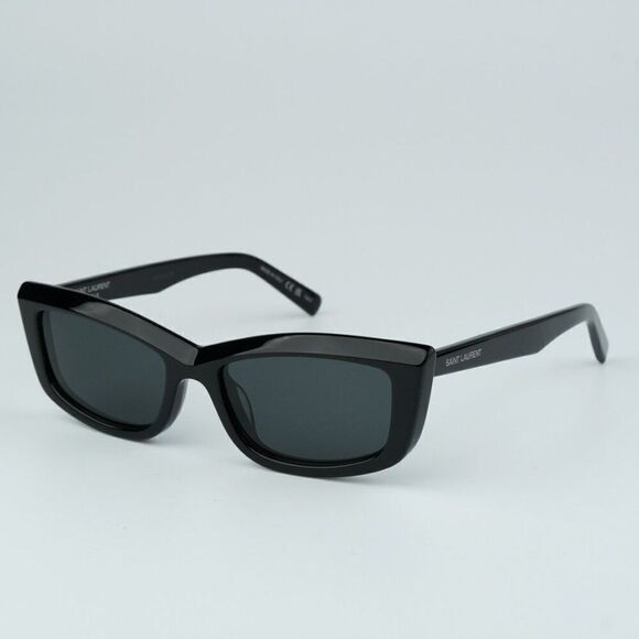 SALE! NEW Saint Laurent SL658 001 Black Rectangle Unisex Sunglasses main image 7